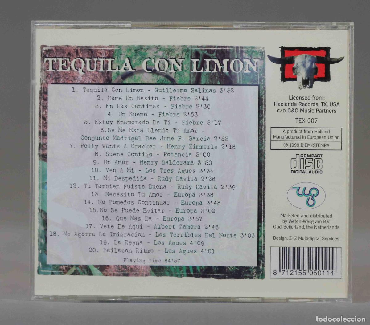 CDs de m&uacute;sica: CD. Tequila con Limon - 20 Tex Mex Songs - Foto 2