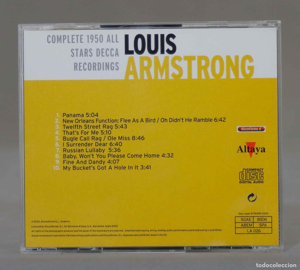 CDs de m&uacute;sica: CD. ARMSTRONG. COMPLETE 1950 ALL ASTARS DECCA RECORDINGS - Foto 2