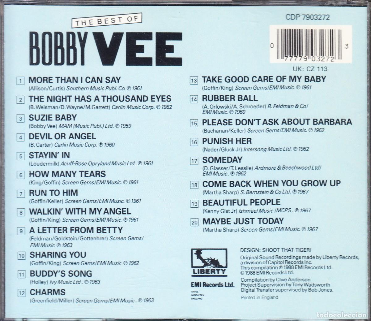 CDs de m&uacute;sica: BOBBY VEE. THE BEST. CD. - Foto 2