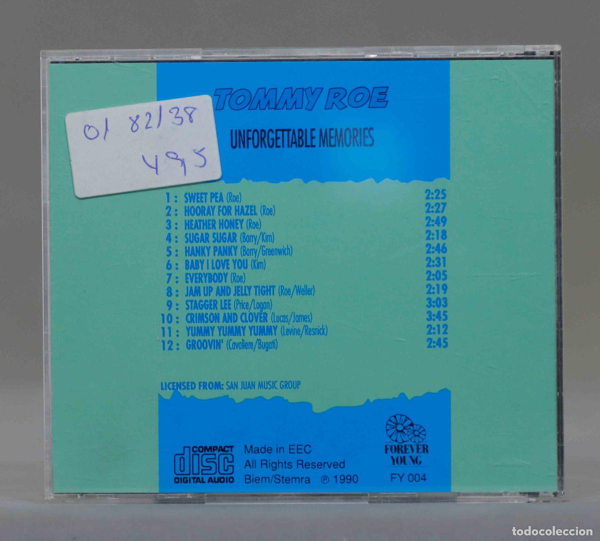CDs de m&uacute;sica: CD. UNFORGETTABLE MEMORIES. TOMMY ROE - Foto 2