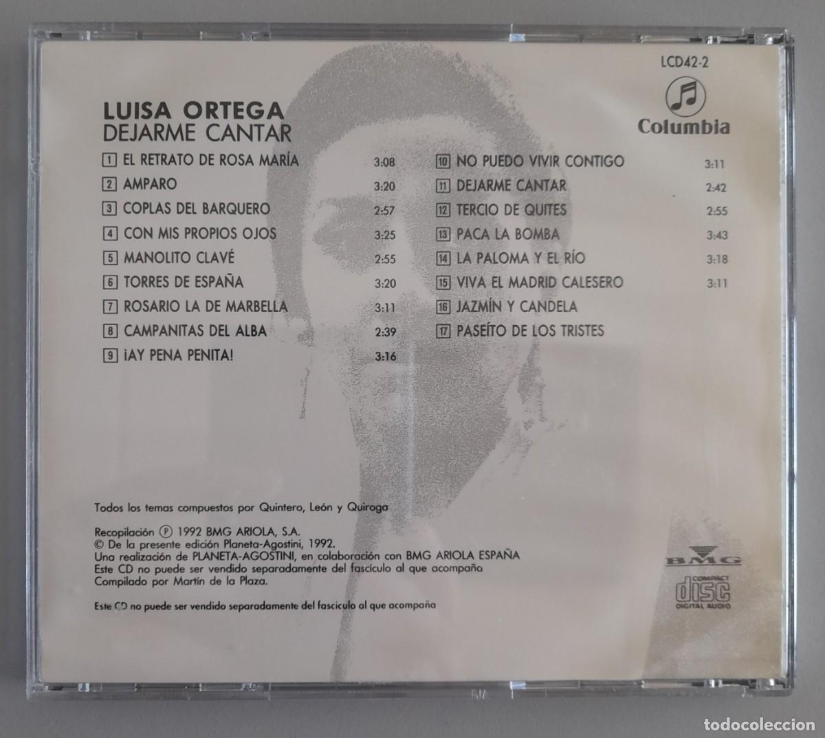 CDs de m&uacute;sica: LUISA ORTEGA - DEJAME CANTAR - LA COPLA - Foto 2