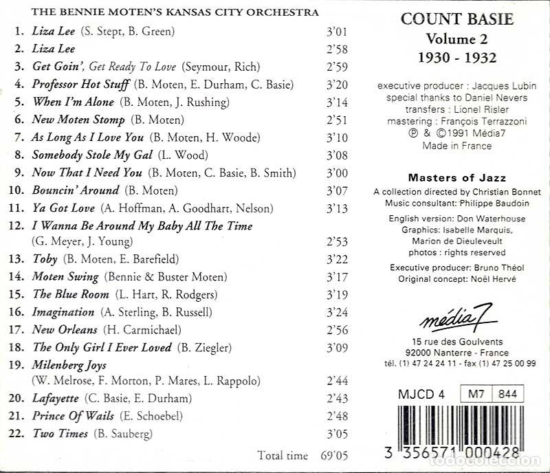 CDs de m&uacute;sica: Count Basie - Volume 2 - 1930-1932 - Complete Edition. CD - Foto 2