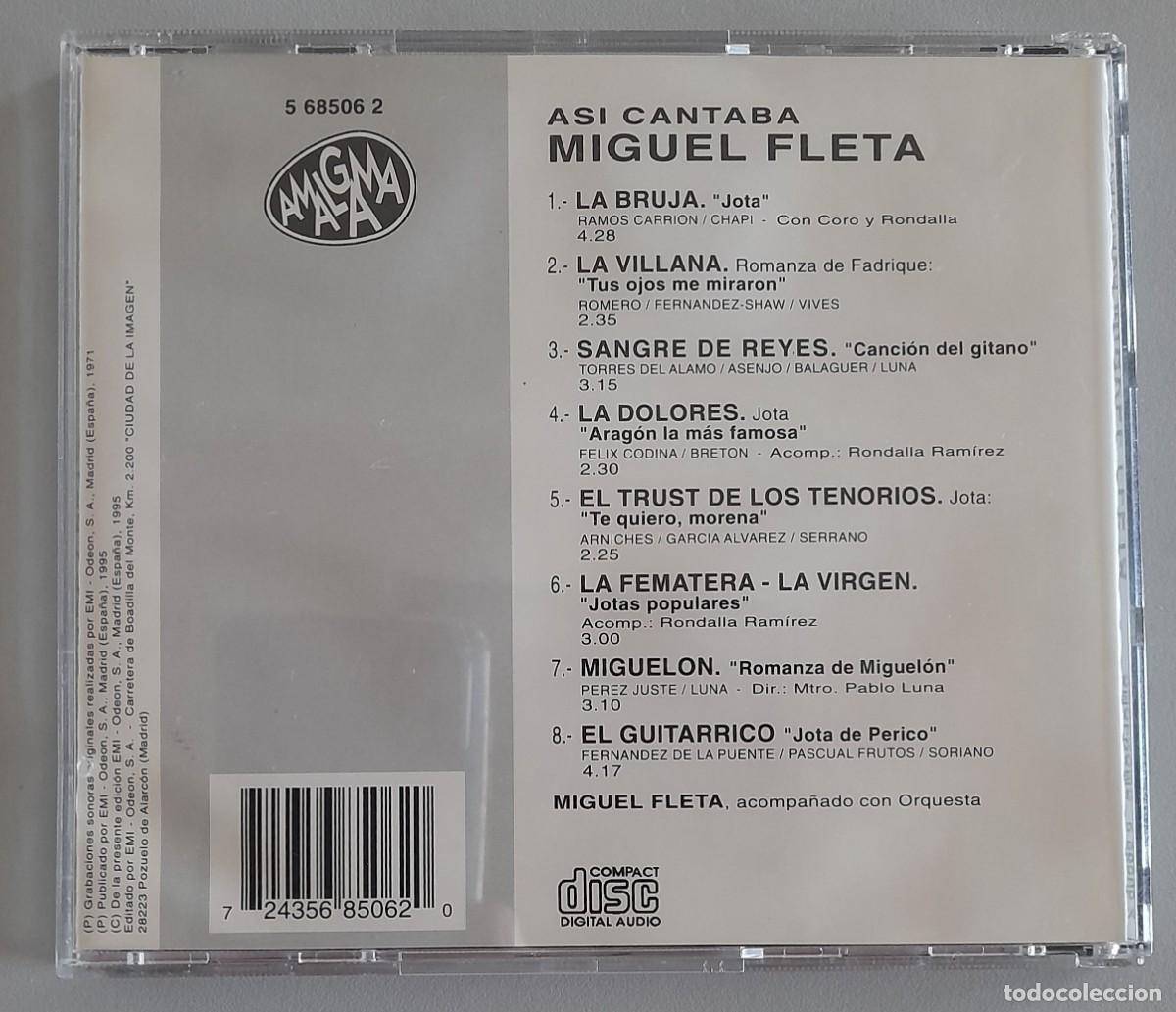 CDs de m&uacute;sica: MIGUEL FLETA - ASI CANTABA - Foto 2