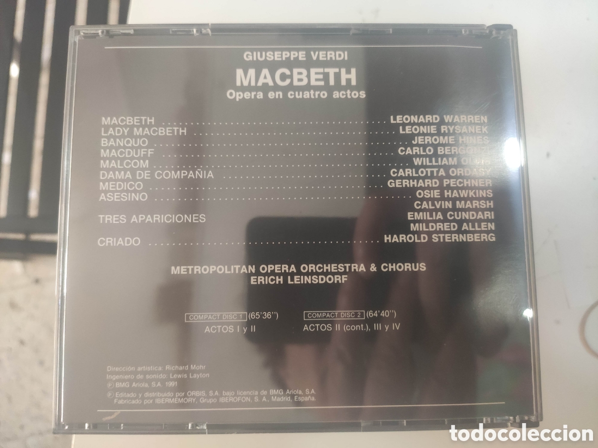 CDs de m&uacute;sica: MACBETH. VERDI. LEONARD WARREN. METROPOLITAN. BMG 1991 PACK 2CD Y LIBRETO - Foto 2