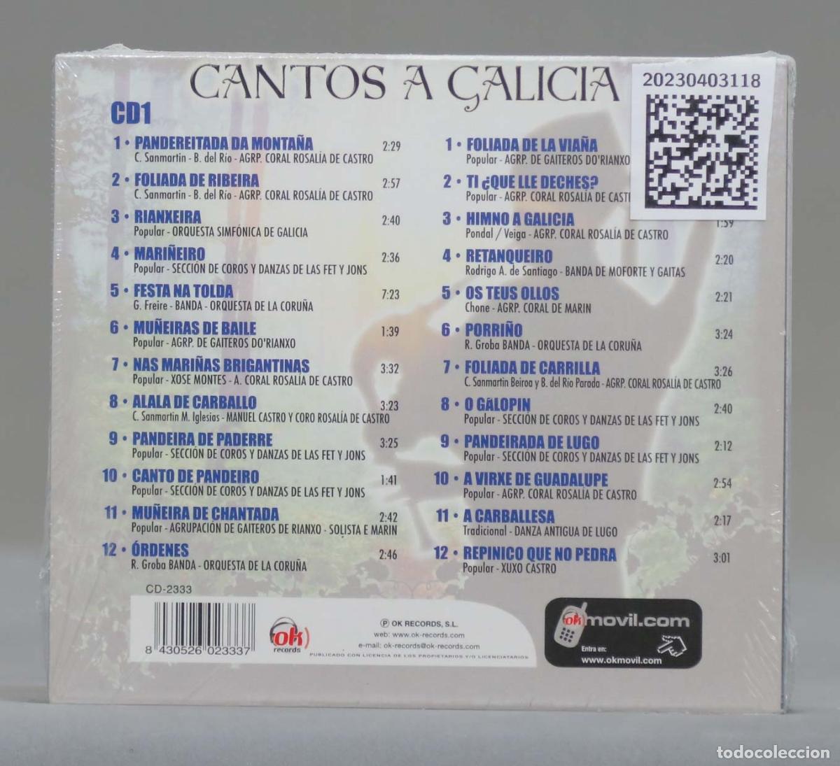 CDs de m&uacute;sica: 2 CD. CANTOS A GALICIA. PRECINTADO - Foto 2