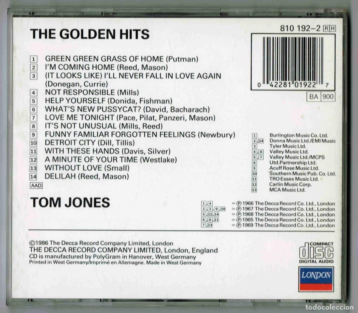 CDs de m&uacute;sica: Tom Jones. The Golden Hits. - Foto 2
