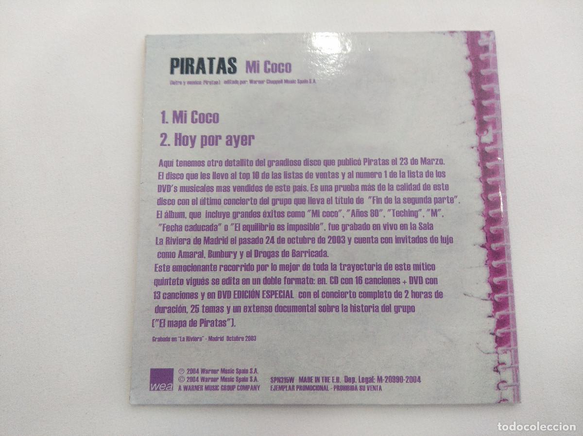 CDs de m&uacute;sica: PIRATAS/MI COCO/SINGLE PROMOCIONAL. - Foto 3