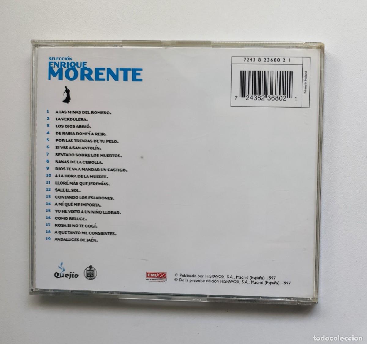 CDs de m&uacute;sica: ENRIQUE MORENTE - CD / QUEJ&Iacute;O-HISPAVOX 1997 / CDs - Foto 7