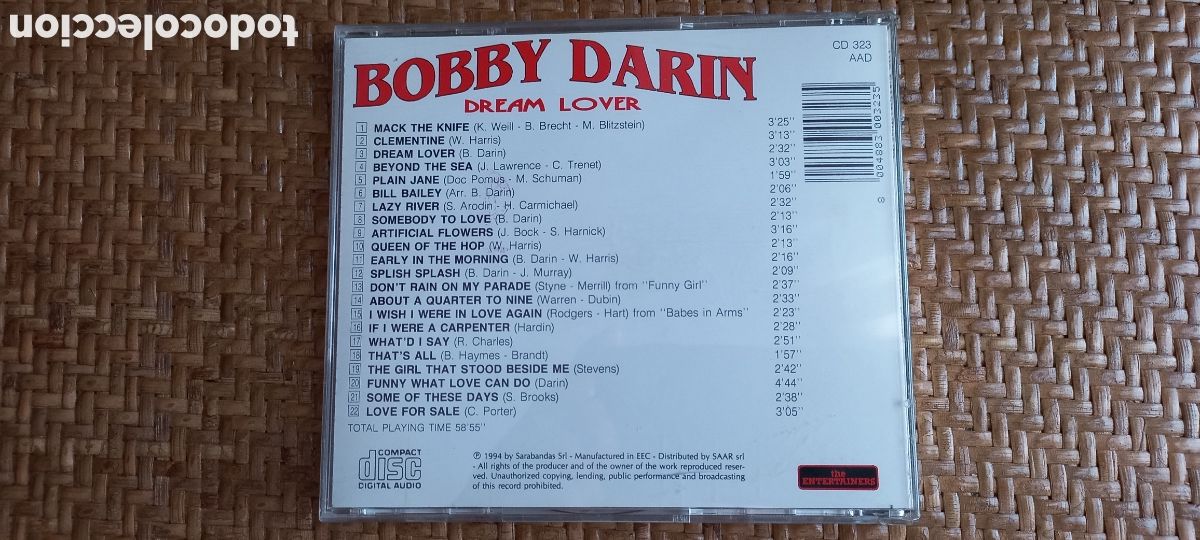 CDs de m&uacute;sica: Bobby Darin CD Dream Lover The Entertainers - Foto 3