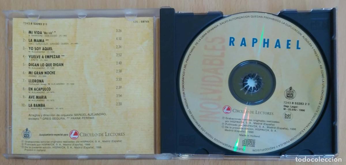 CDs de m&uacute;sica: RAPHAEL (INOLVIDABLES) CD 1996 CIRCULO DE LECTORES - Foto 3