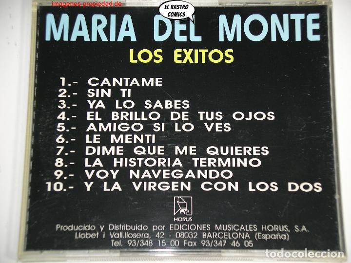 CDs de m&uacute;sica: Maria Del Monte, Los &Eacute;xitos, CD Horus, 1991, excelente estado - Foto 2