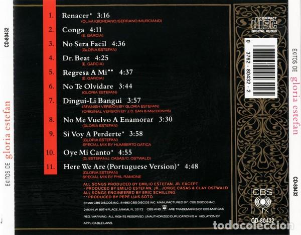 CDs de m&uacute;sica: Gloria Estefan &ndash; Exitos De Gloria Estefan &ndash; CD 1992 - Foto 3