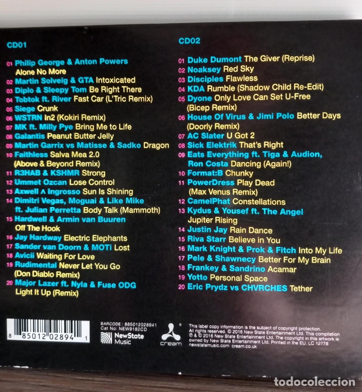 CDs de m&uacute;sica: Cream Anthems 2016 (dance electr&oacute;nica) - Foto 2