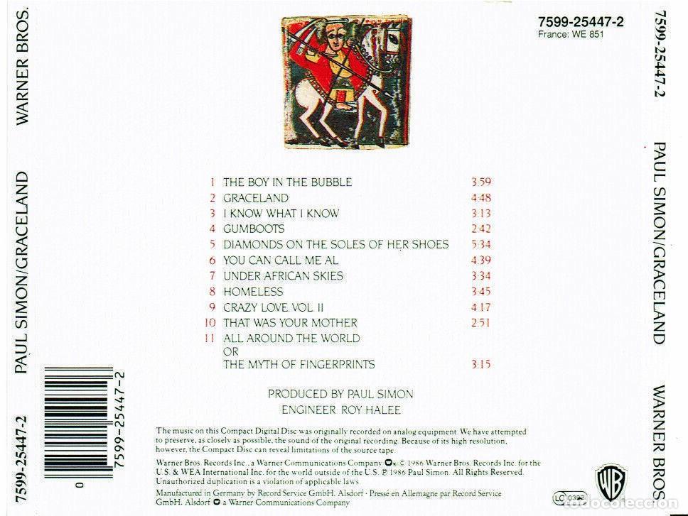CDs de m&uacute;sica: Paul Simon -- Graceland - CD - near MINT - Foto 2
