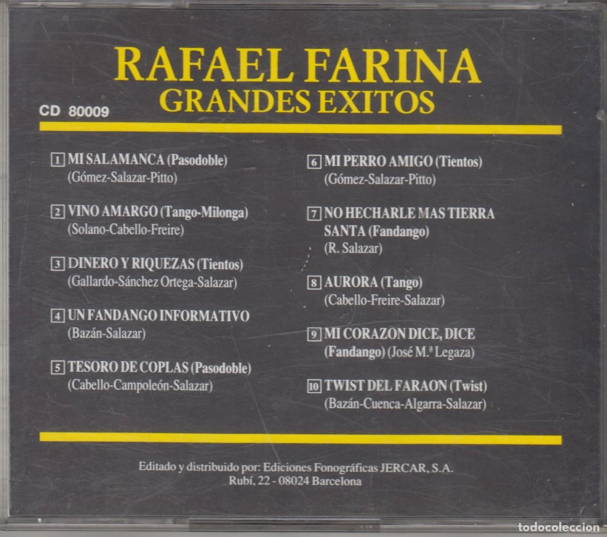 CDs de m&uacute;sica: Grandes &eacute;xitos de Rafael Farina cd 1991 - Foto 2