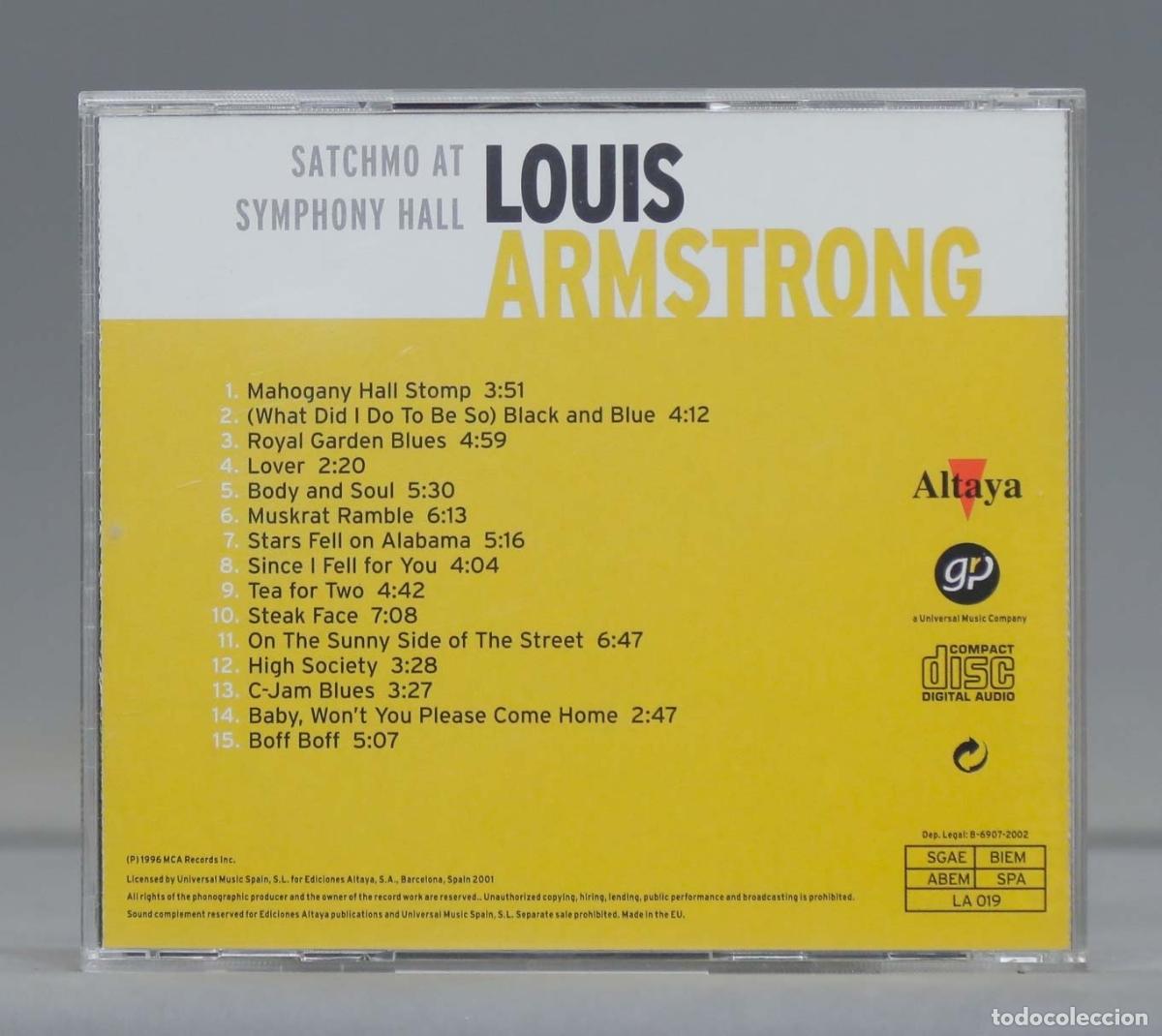 CDs de m&uacute;sica: CD. ARMSTRONG. SATCHMO AT SYMPHONY HALL - Foto 2
