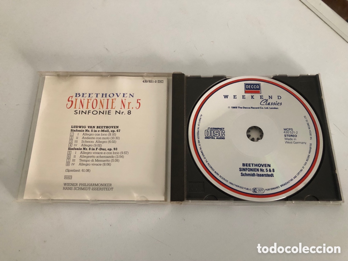 CDs de m&uacute;sica: Beethoven Sinfonien N 5 & 8 Weekend Classics Cd - Foto 2