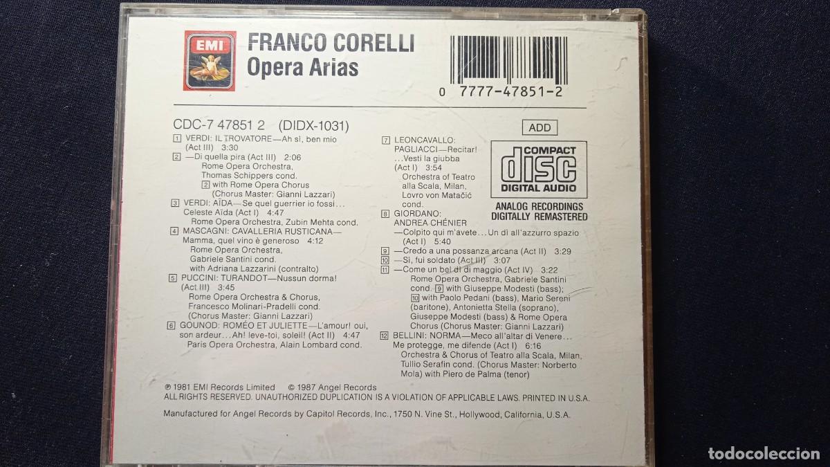 CDs de m&uacute;sica: CD Franco Corelli - opera arias. - Foto 2
