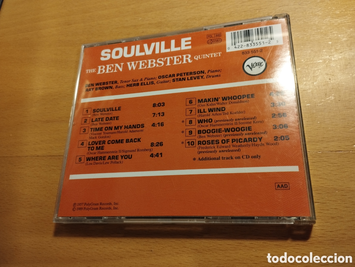 CDs de m&uacute;sica: SOULVILLE. BEN WEBSTER (CD) - Foto 3