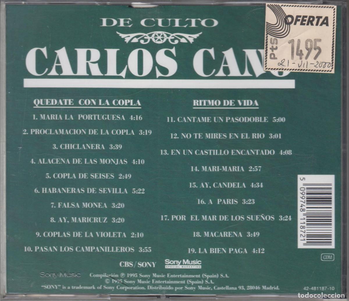 CDs de m&uacute;sica: Carlos Cano cd Qu&eacute;date con la copla / Ritmo de vida 1995 2 en 1 - Foto 2