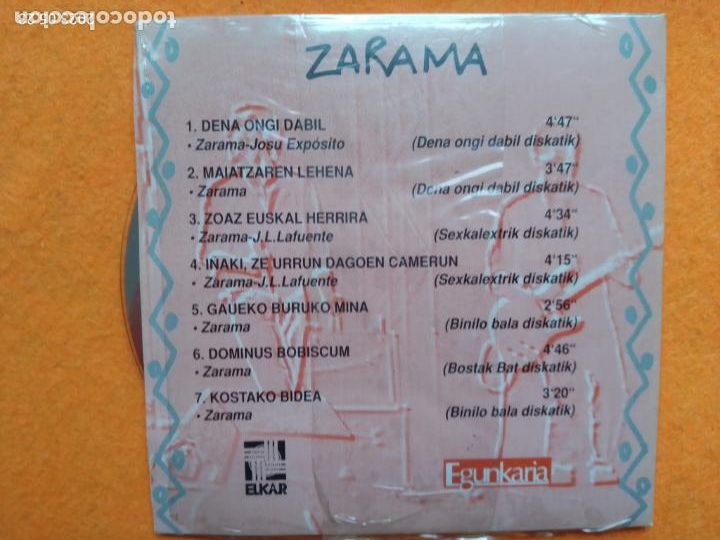 CDs de m&uacute;sica: ZARAMA - EUSKALDUNION EGUNKARIA - elkar 1995 - Foto 2