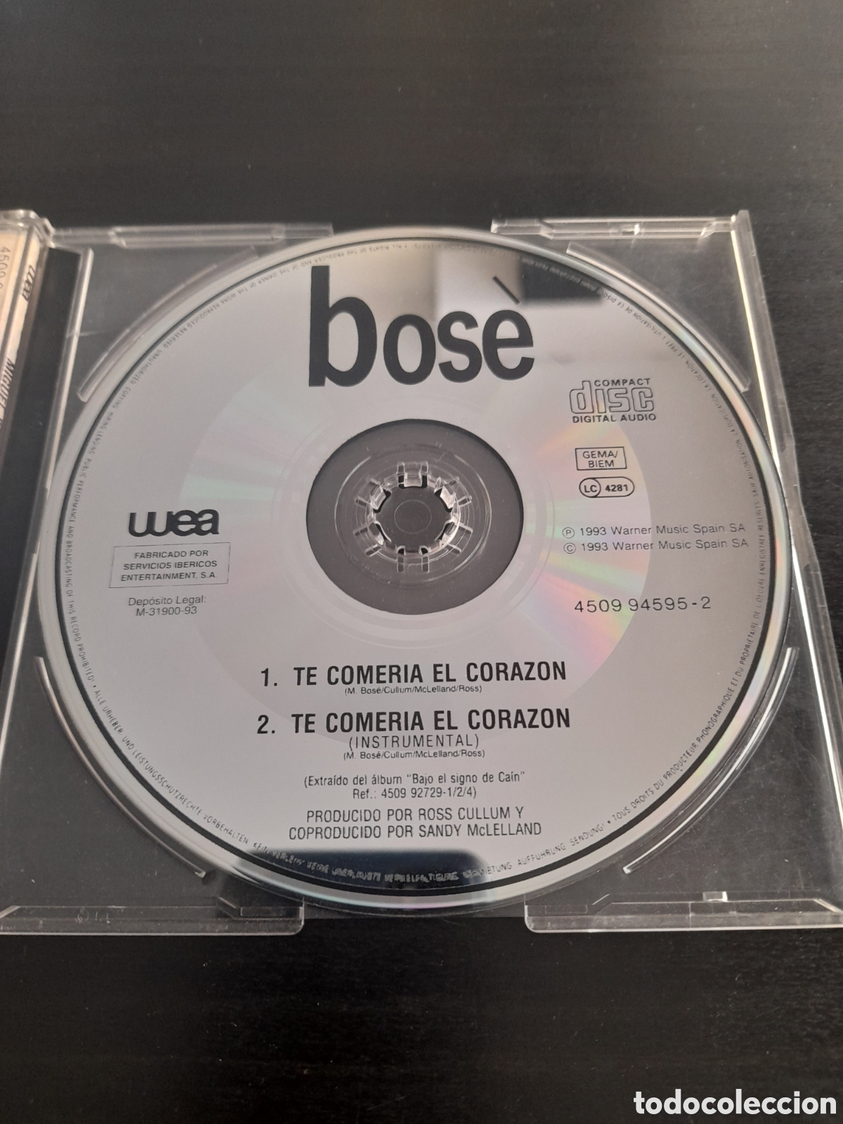 CDs de m&uacute;sica: Miguel Bos&eacute; &ndash; Te Comer&iacute;a El Coraz&oacute;n. 1993. CD, Single - Foto 2