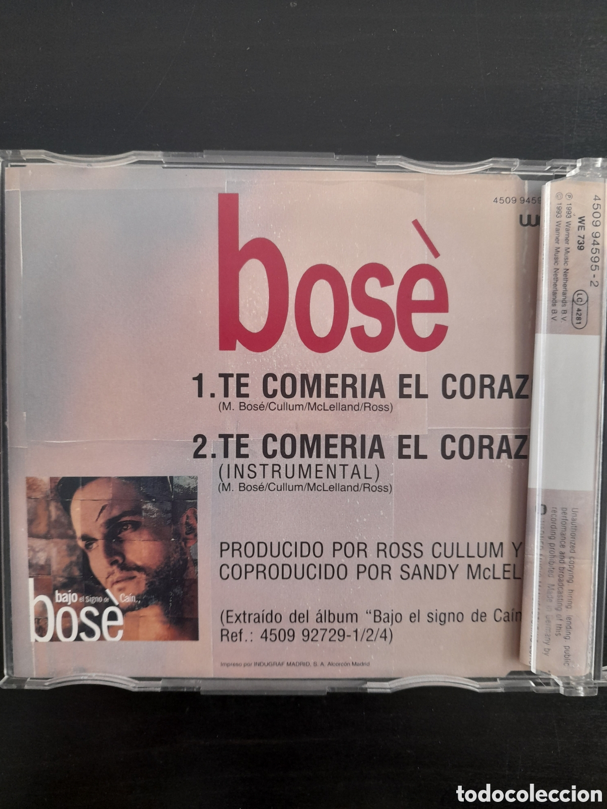 CDs de m&uacute;sica: Miguel Bos&eacute; &ndash; Te Comer&iacute;a El Coraz&oacute;n. 1993. CD, Single - Foto 3
