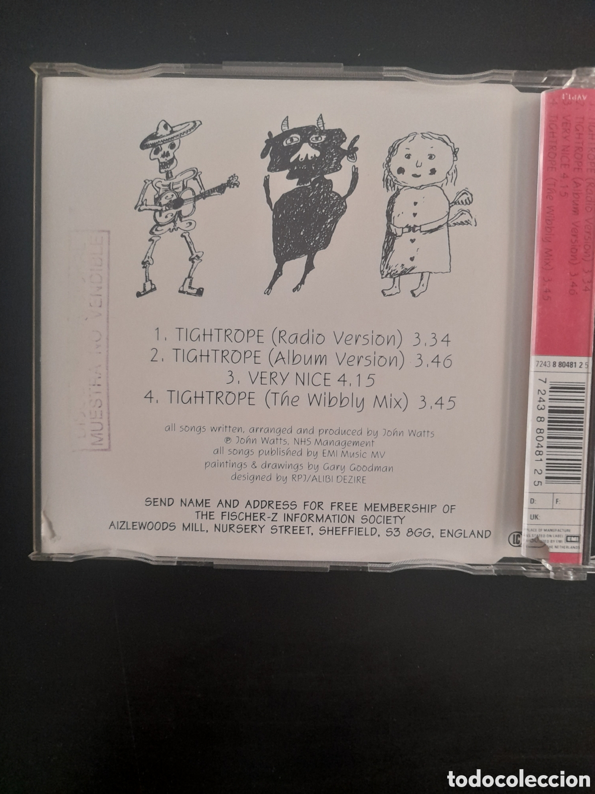 CDs de m&uacute;sica: Fischer-Z &ndash; Tightrope. Holanda, 1993. CD, Single - Foto 3