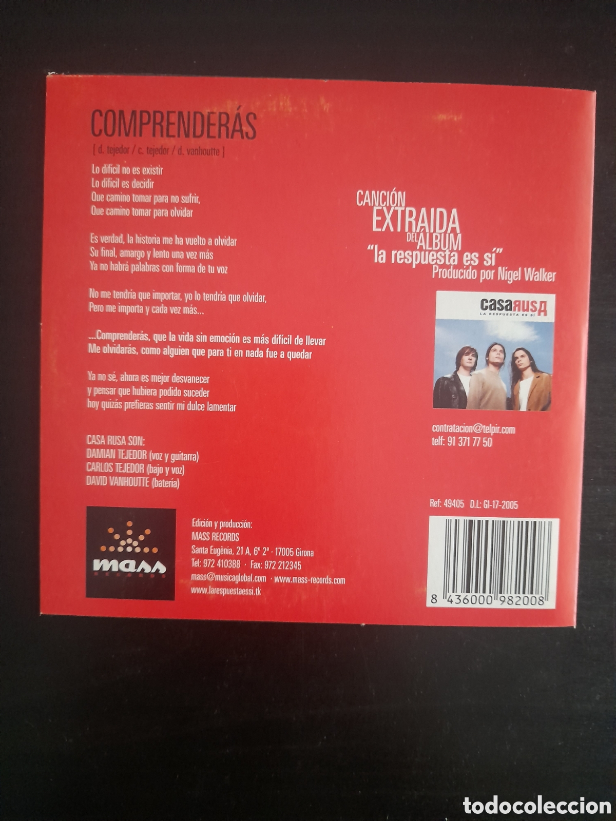 CDs de m&uacute;sica: Casa Rusa &ndash; Comprender&aacute;s. 2005. CD, Single, Cardboard Sleeve. - Foto 2