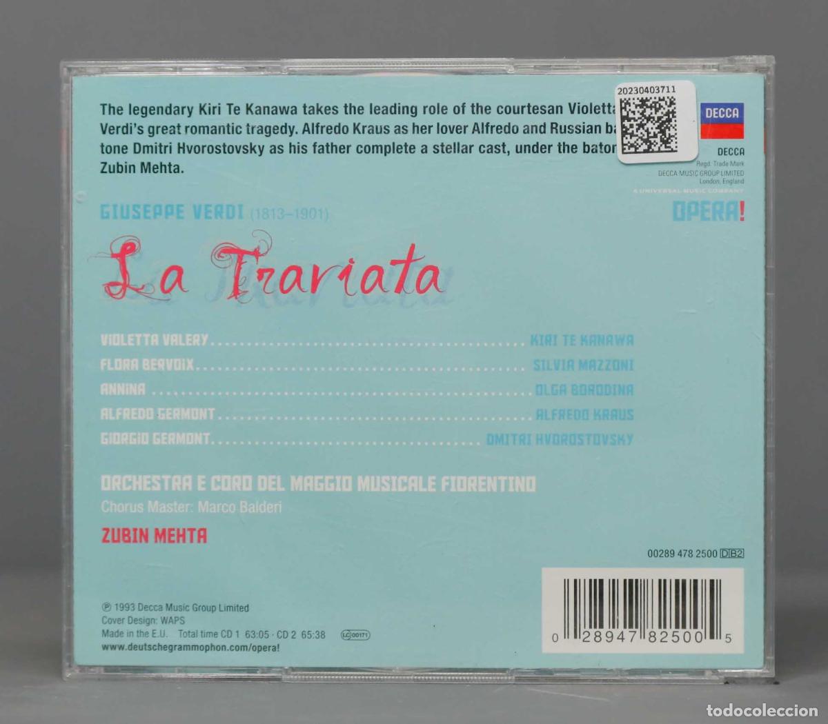 CDs de m&uacute;sica: 2 CD. Mehta &ndash; La Traviata. VERDI - Foto 2