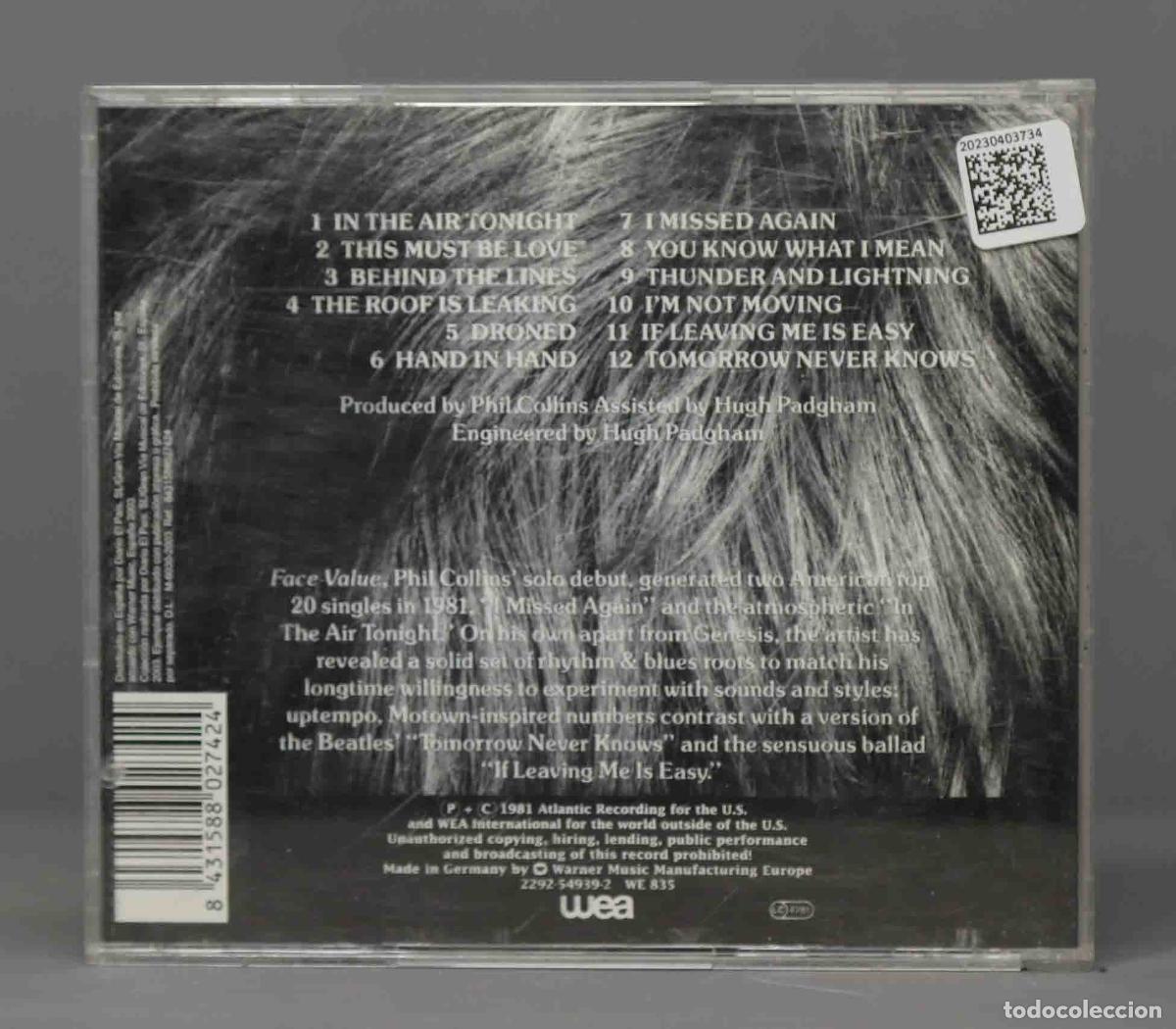 CDs de m&uacute;sica: CD. Phil Collins &ndash; Face Value - Foto 2