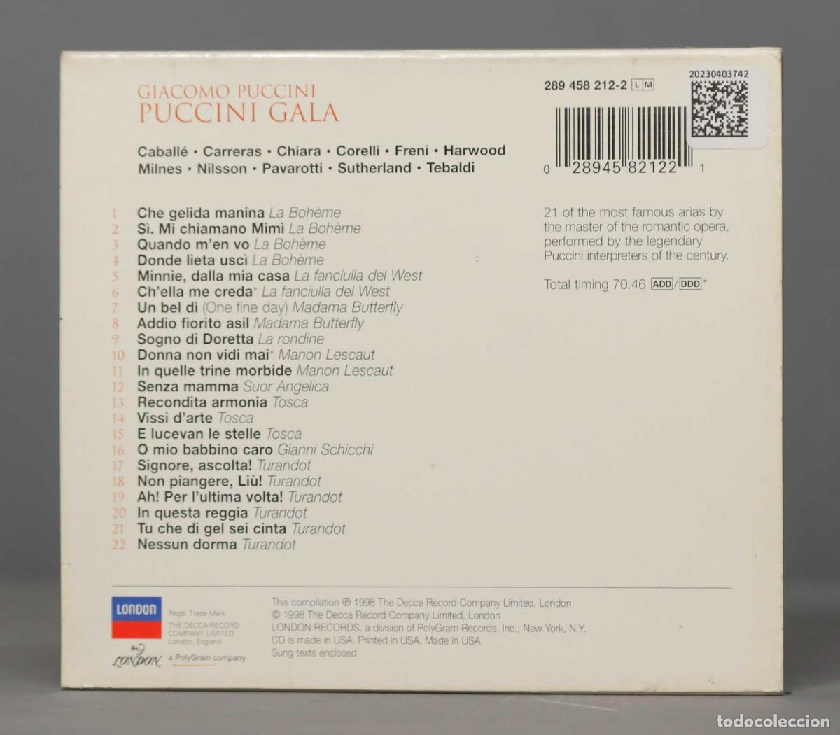 CDs de m&uacute;sica: CD. Puccini Gala - Foto 2