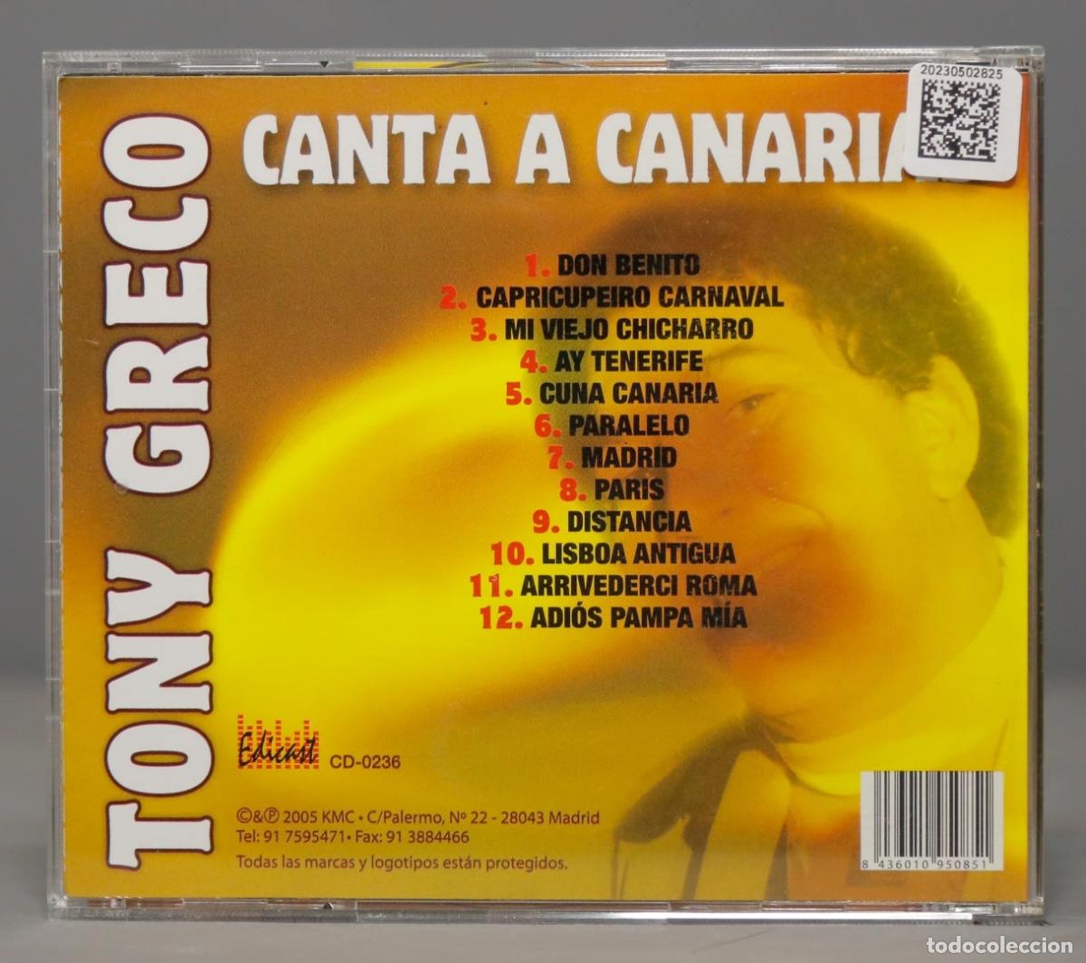 CDs de m&uacute;sica: CD. TONY GRECO. CANTA A CANARIAS - Foto 2