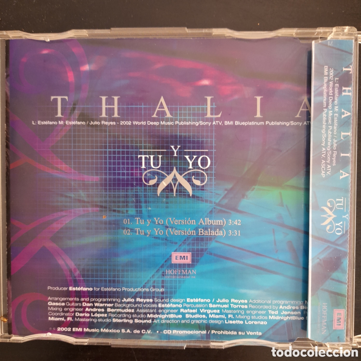 CDs de m&uacute;sica: Thalia - T&uacute; y yo. M&eacute;xico, 2002. CD, Single, Promo - Foto 2