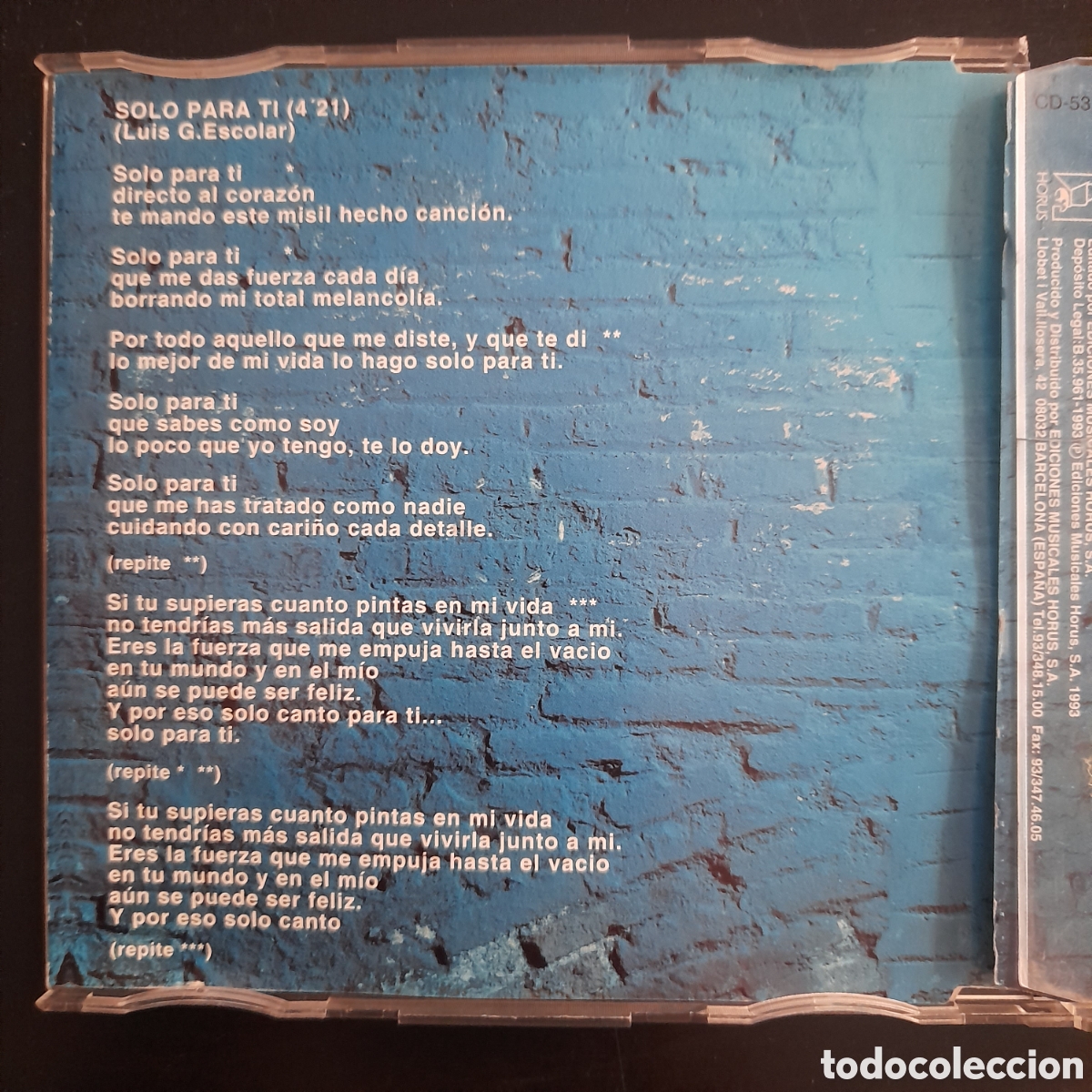 CDs de m&uacute;sica: Sergio Dalma &ndash; Solo Para Ti. 1993. CD, Single - Foto 2