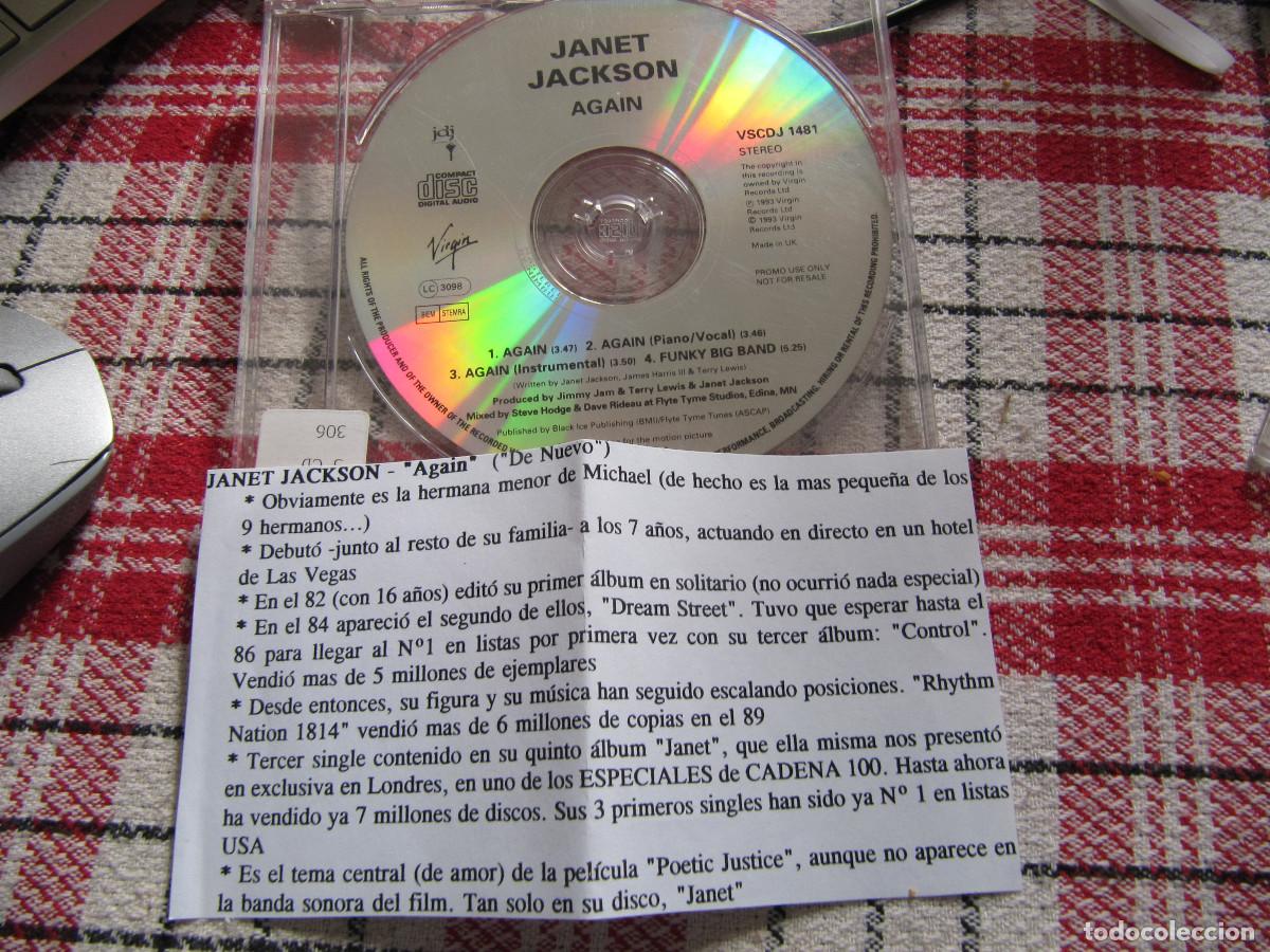 CDs de m&uacute;sica: Janet Jackson - again. Cd single cadena 100 - Foto 1