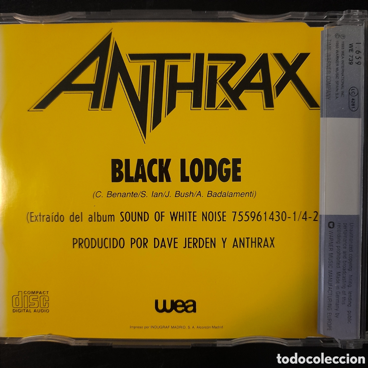 CDs de m&uacute;sica: Anthrax &ndash; Black Lodge. 1993. CD, Single, Promo - Foto 2