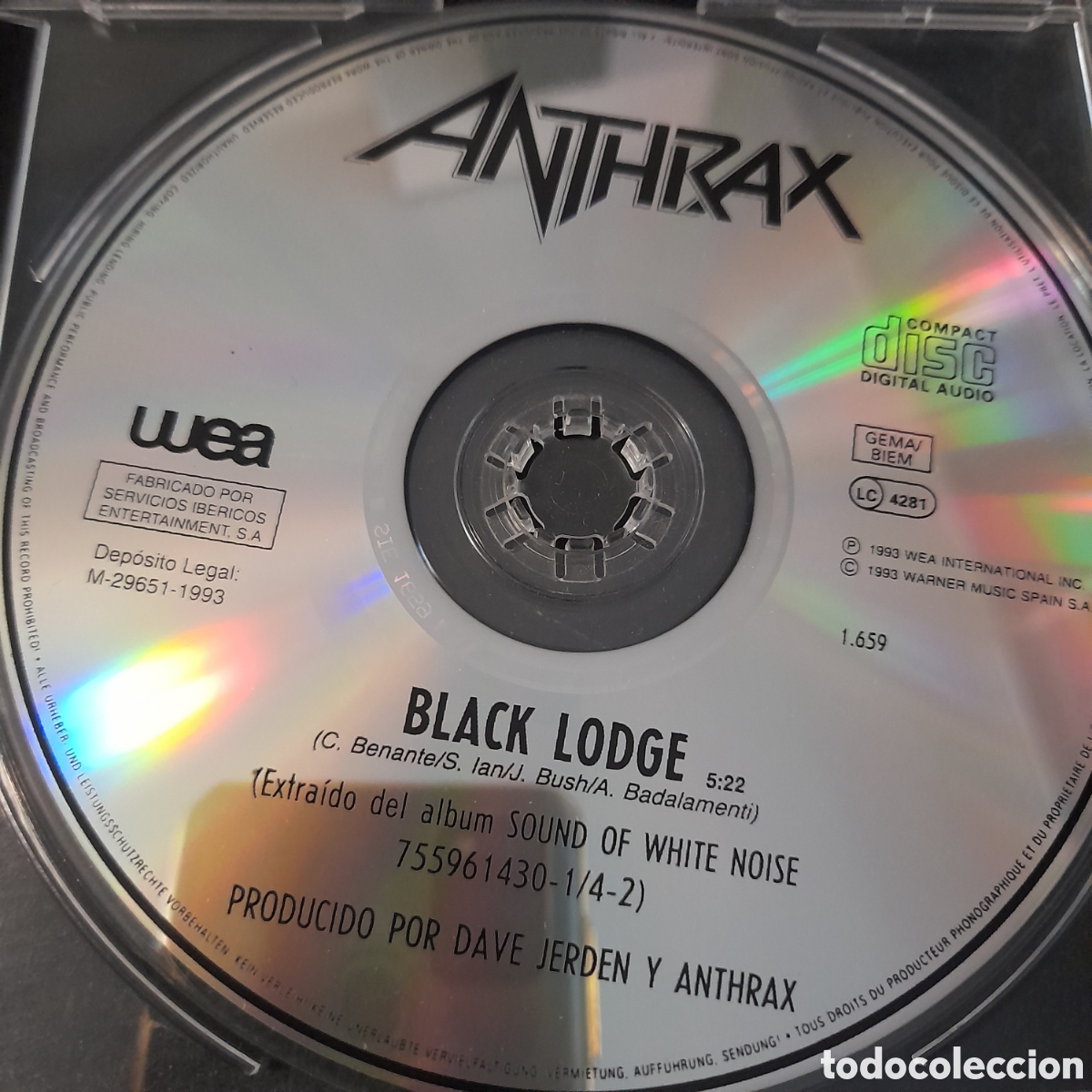 CDs de m&uacute;sica: Anthrax &ndash; Black Lodge. 1993. CD, Single, Promo - Foto 3
