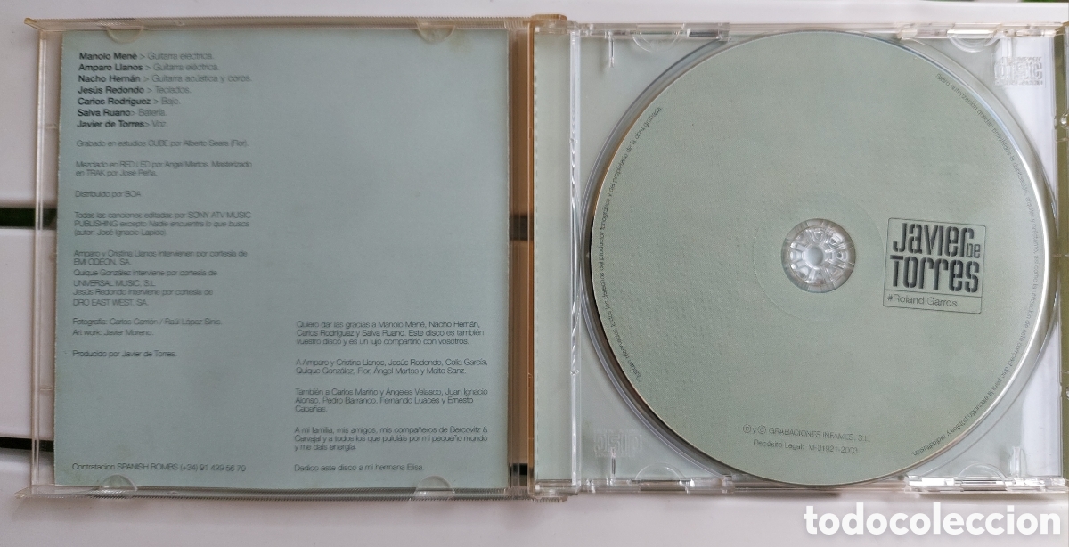 CDs de m&uacute;sica: Javier de Torres CD Roland Garros. Pop - Foto 3
