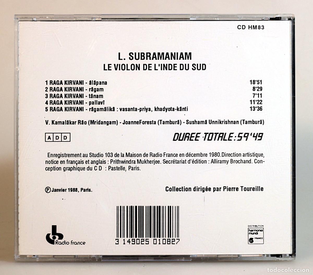 CDs de m&uacute;sica: CD Le violon de lInde du Sud - L. SUBRAMANIAM - Foto 2