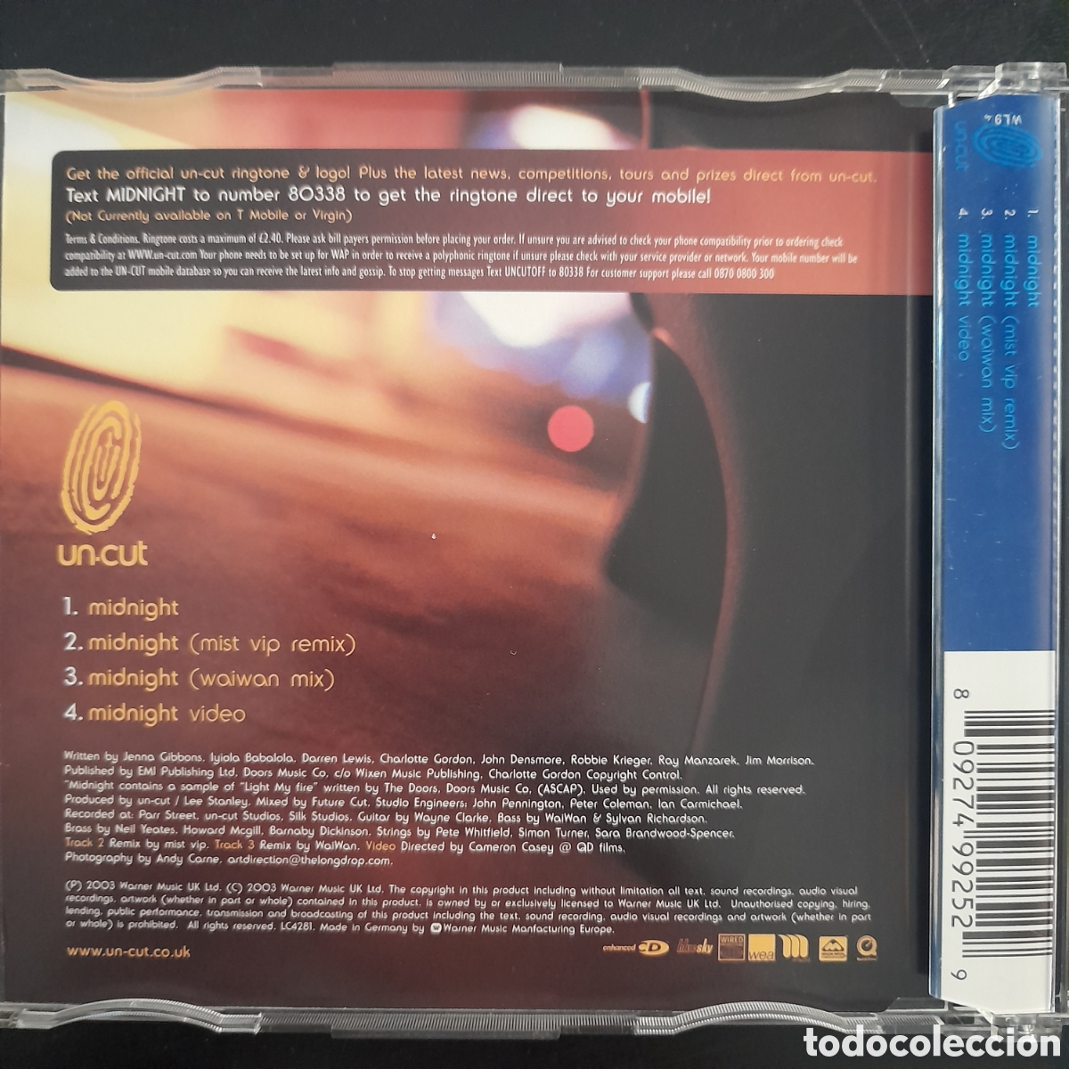 CDs de m&uacute;sica: Un-cut &ndash; Midnight. 2003, UK. CD, Single, Enhanced, CD1 - Foto 2