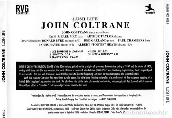 CDs de m&uacute;sica: John Coltrane &ndash; Lush Life - Foto 2