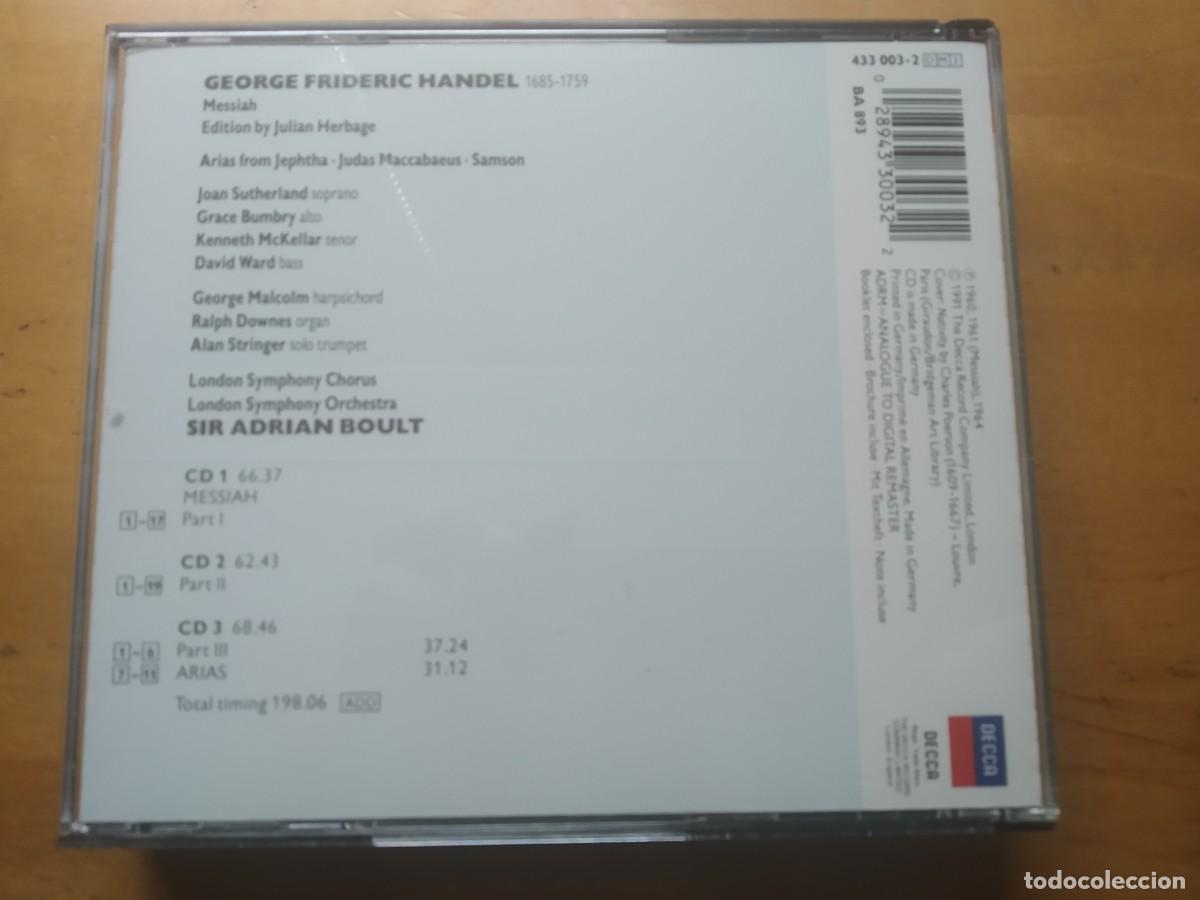 CDs de m&uacute;sica: HANDEL MESSIAH OVATION DECCA 3 CD - Foto 2