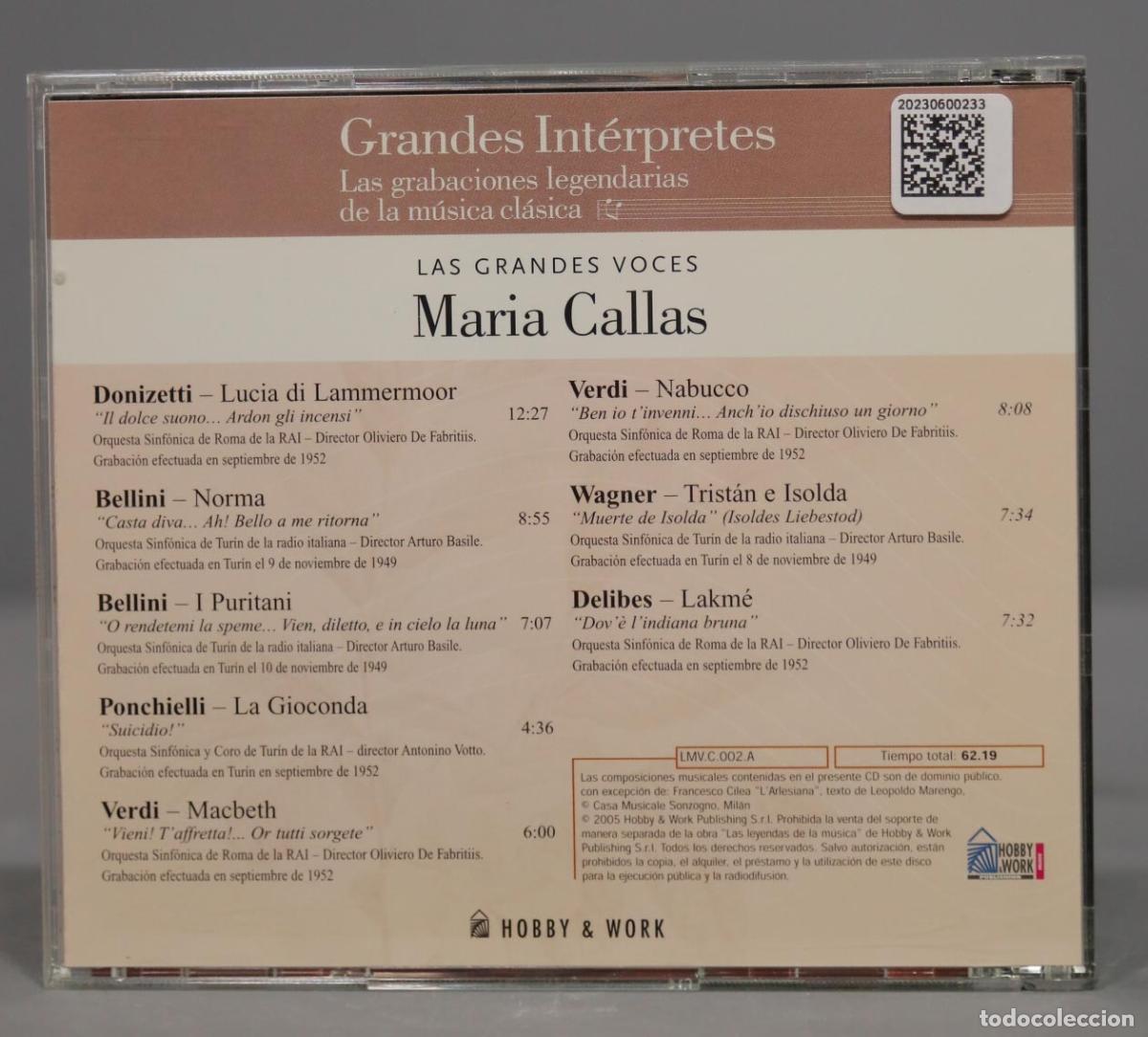 CDs de m&uacute;sica: CD. CALLAS. GRANDES INTERPRETES - Foto 2