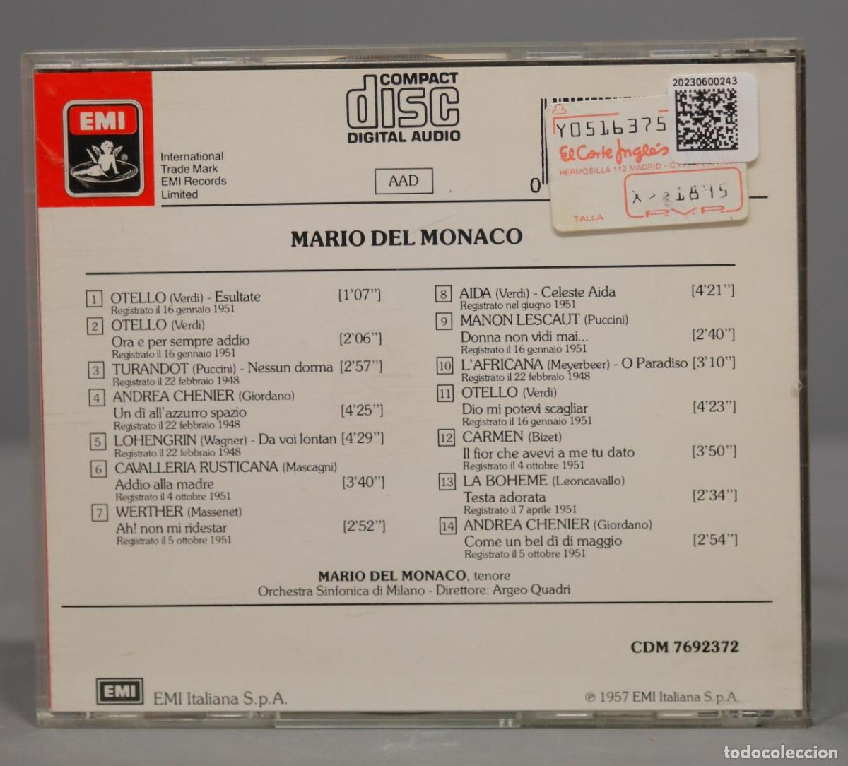 CDs de m&uacute;sica: CD. MARIO DEL MONACO - Foto 2