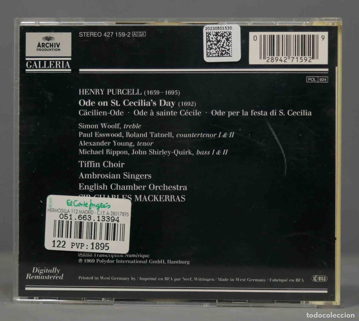 CDs de m&uacute;sica: CD. Mackerras &ndash; Ode On St. Cecilia&acute;s Day (1692). PURCELL - Foto 2