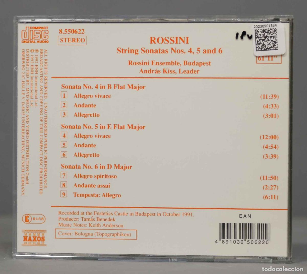 CDs de m&uacute;sica: CD. Rossini Ensemble, Budapest - Rossini &ndash; String Sonatas Nos. 4, 5 And 6 - Foto 2