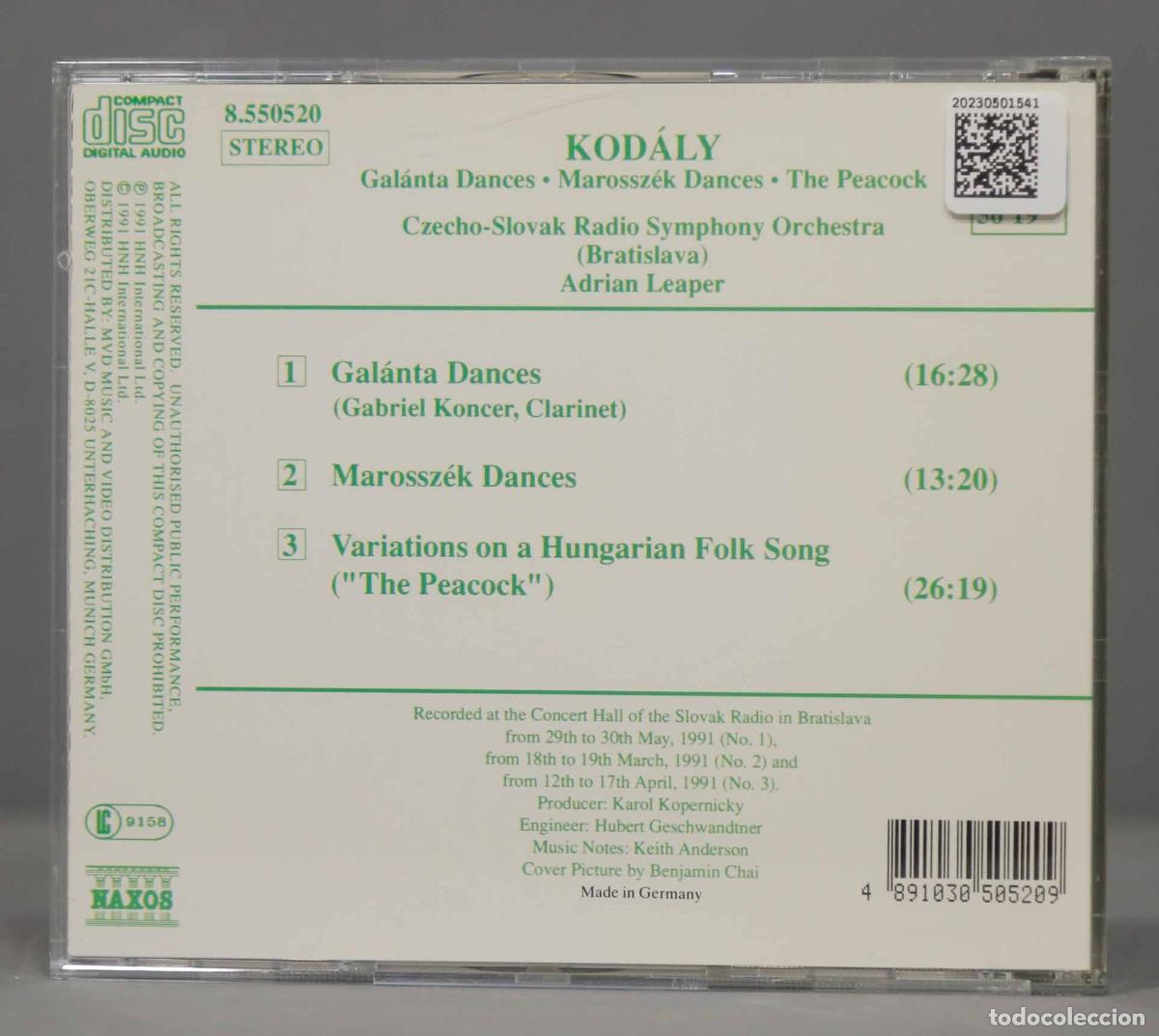 CDs de m&uacute;sica: CD. Gal&aacute;nta Dances / Marossz&eacute;k Dances / Peacock Variations. KODALY - Foto 2