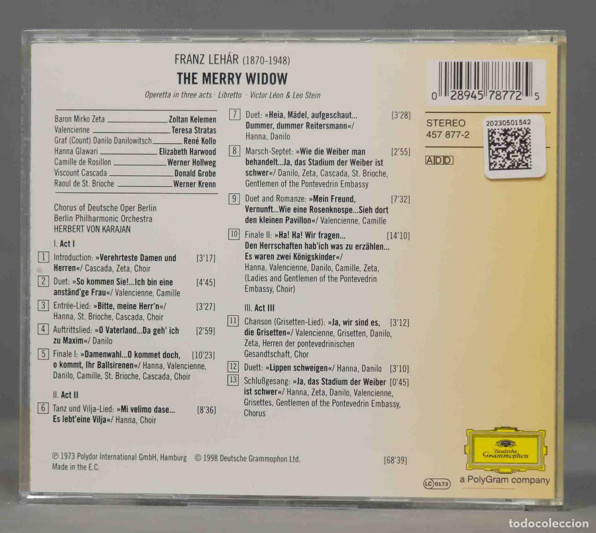 CDs de m&uacute;sica: CD. Karajan &ndash; The Merry Widow - Highlights. LEHAR - Foto 2
