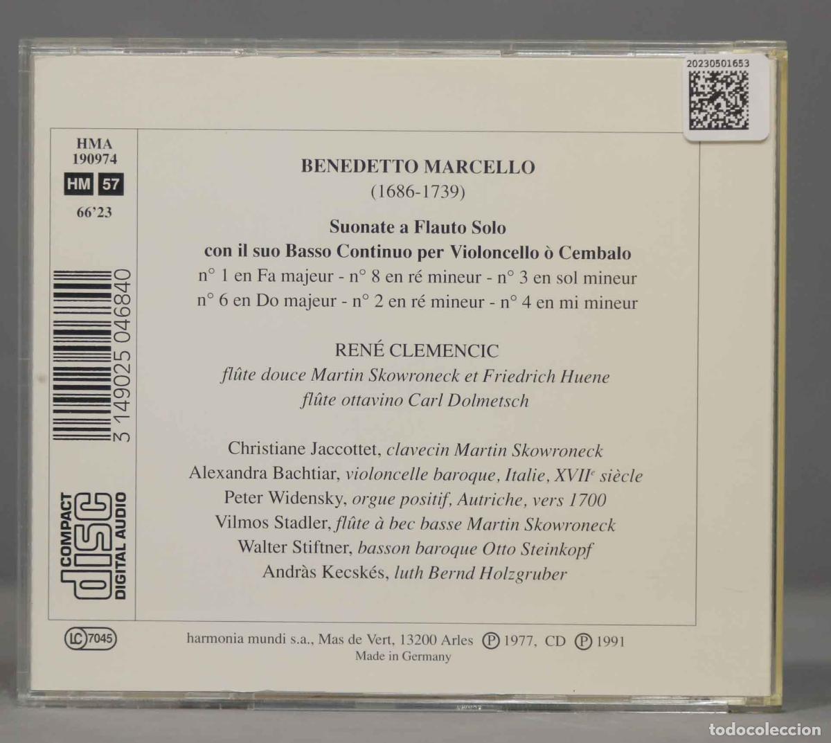 CDs de m&uacute;sica: CD. Marcello - Ren&eacute; Clemencic &ndash; Sonates Pour Fl&ucirc;te - Foto 2